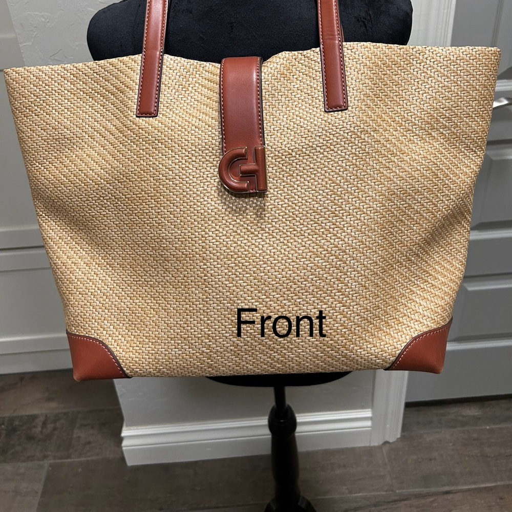 Cole Haan Women’s Natural Classic Tan and Brown Straw Bag